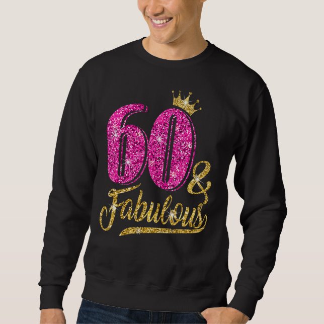 60 år gammal 60 och Fabulous 60:e födelsedagsklass Lång Ärmad Tröja (Framsida)