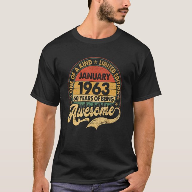 60 år gammal Fantastisk sedan januari 1963 60:e fö T Shirt (Framsida)