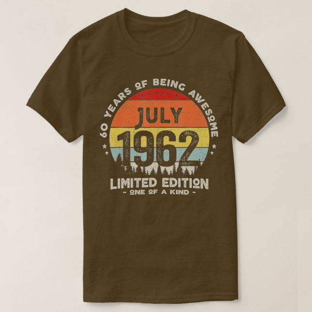 60 år gammal juli 1962 Begränsad utgåva 60:e födel T Shirt (Design framsida)