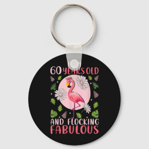 60 år gammal och flockande väv - Flamingo Kärlek Nyckelring
