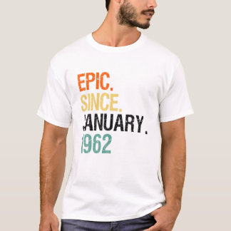 60 år gammal Vintage Epic sedan januari 1962 T Shirt