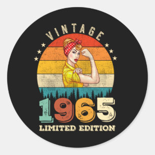 60-årig dag 1965 Vintage 60:e födelsedagen Kvinnor Runt Klistermärke