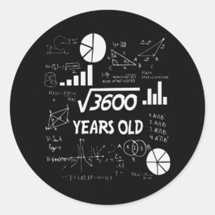 60-åriga Bday Math Teacher 60:e födelsedagsgåva Runt Klistermärke