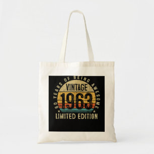 60-åriga gåvor födda 1963 Vintage 60:e födelsedag Tygkasse