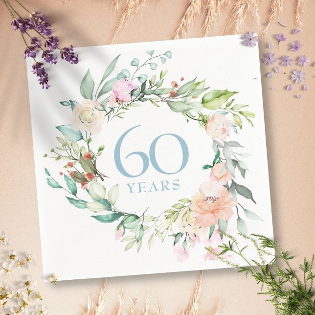 60-års / 75-års jubileum Country Roses Blommor Pappersservett (60th / 75th Anniversary Country Roses Floral Napkins)