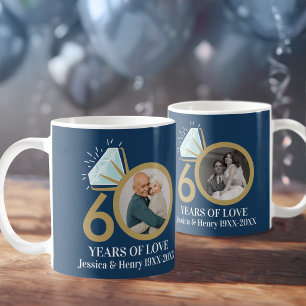 60-års bröllops diamantjubileum foto 60 år kaffemugg