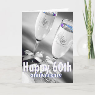 60-års bröllopsdag champagnefirande kort