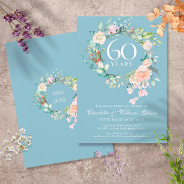 60-års bröllopsdag Country Roses Blommor Inbjudningar