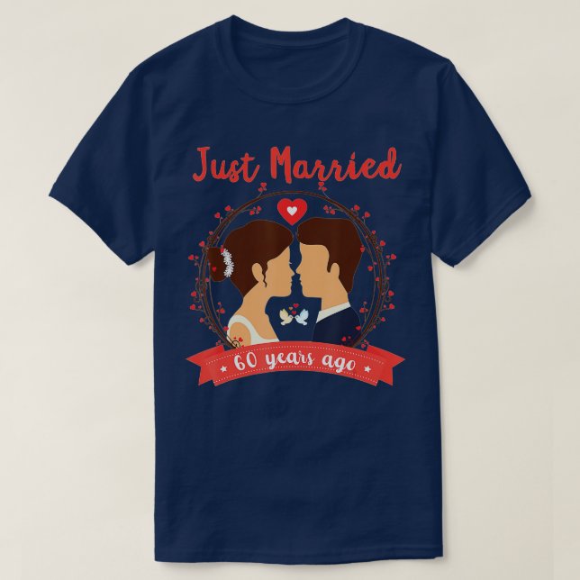 60-års bröllopsdag  Precis gift 60 år sedan T Shirt (Design framsida)