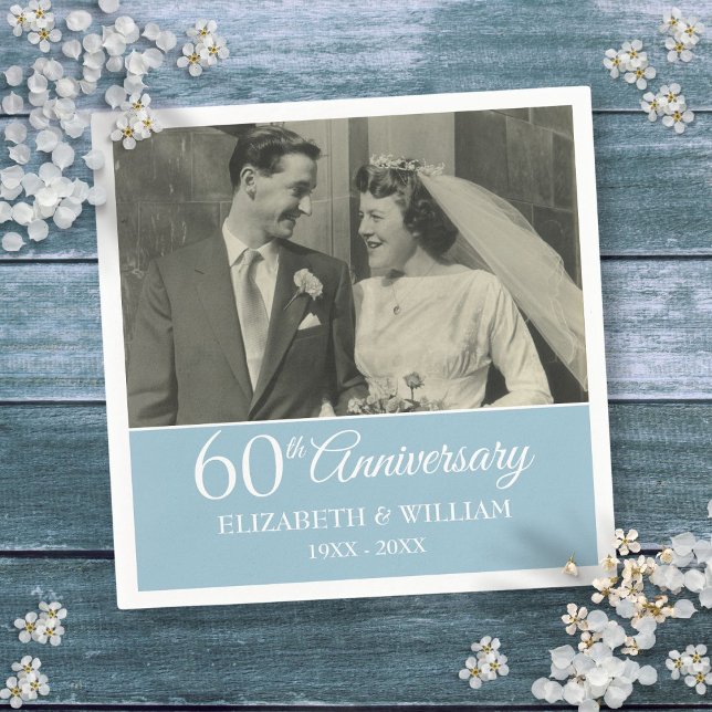 60-års bröllopsfoto Elegant diamant Pappersservett (60th Anniversary Wedding Photo Elegant Diamond Napkins)