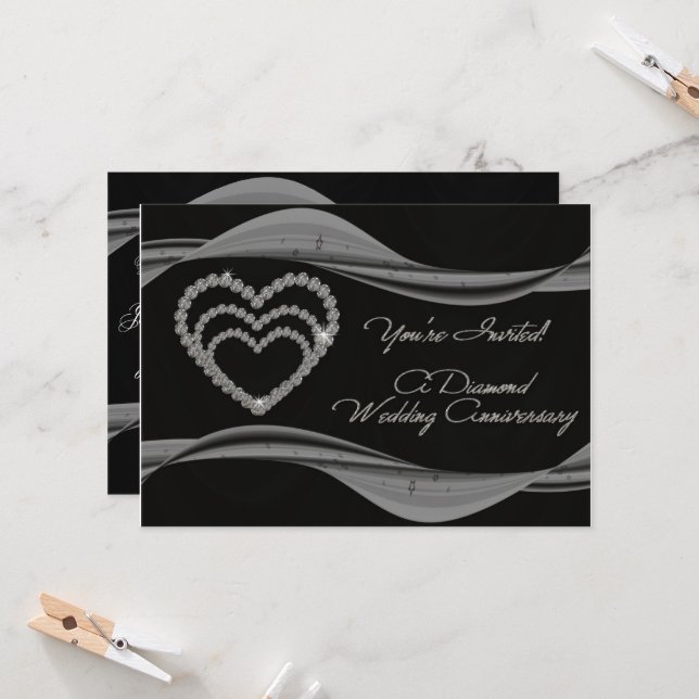 60-års bröllopsinbjudningskort inbjudningar (Fram/Back In Situ)