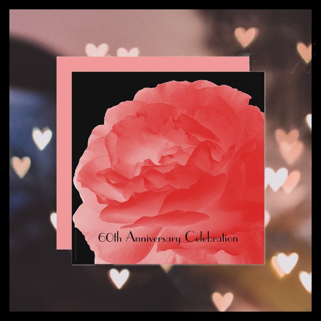 60-års bröllopsjubileum Coral Pink Rose Inbjudningar (Skapare uppladdad)