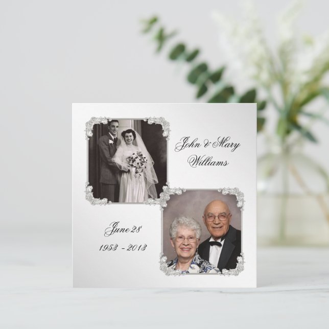 60-års bröllopsjubileum Foto Inbjudningskort (Stående Fram)