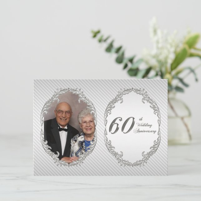 60-års bröllopsjubileum Foto Inbjudningskort (Stående Fram)