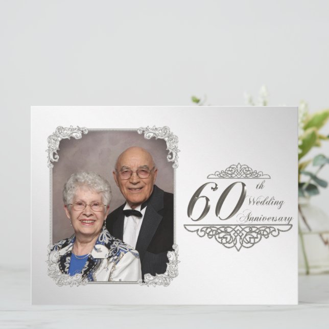 60-års bröllopsjubileum Foto Inbjudningskort (Stående Fram)