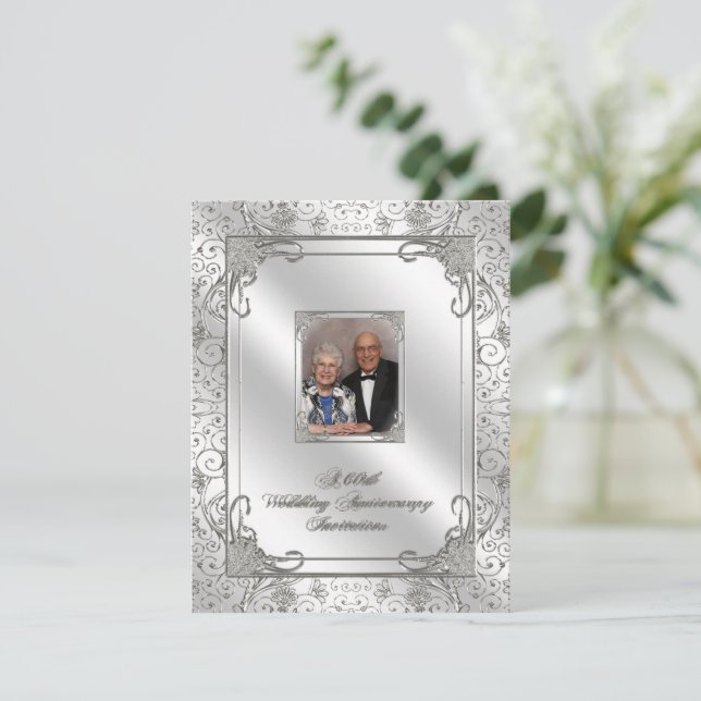 60-års bröllopsjubileum Foto Inbjudningskort (Stående Fram)