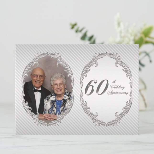 60-års bröllopsjubileum Foto Inbjudningskort (Stående Fram)