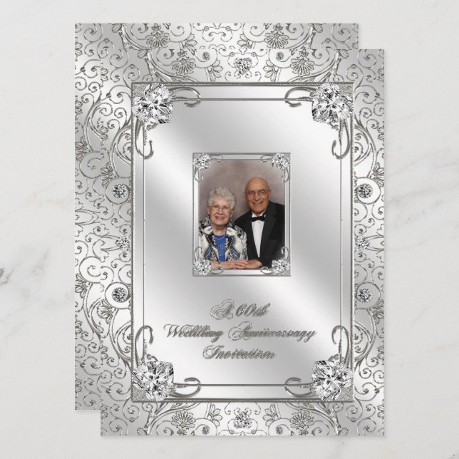 60-års bröllopsjubileum Foto Inbjudningskort (Fram/baksida)