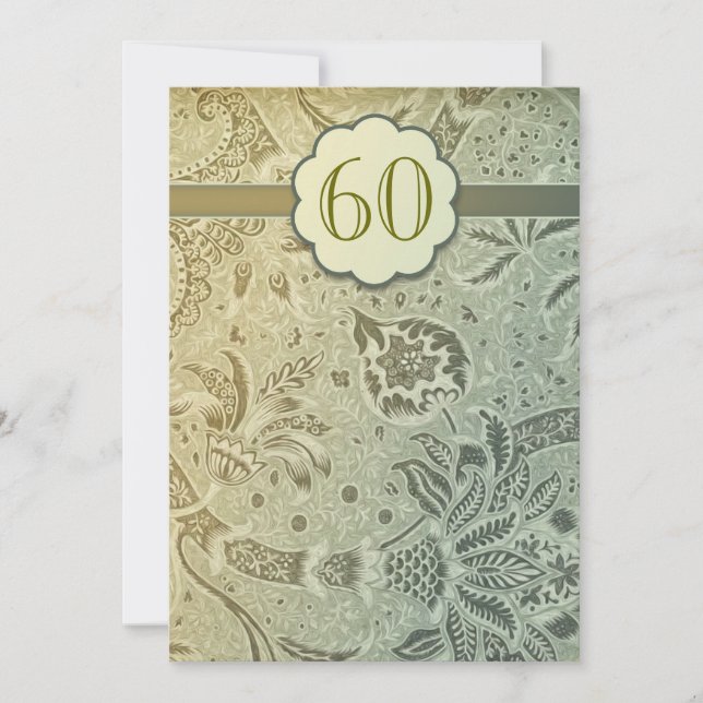 60-års bröllopsjubileum vintage design inbjudan (Framsida)