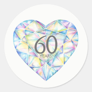 60 års dekaler av diamanthjärtat, vattenfärgskonst runt klistermärke