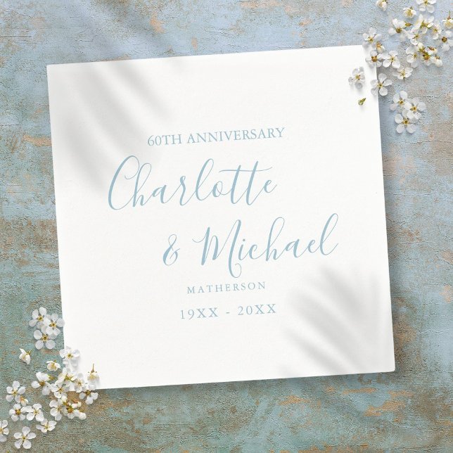 60-års diamant bröllopsdag Elegant manus Pappersservett (60th Diamond Wedding Anniversary Elegant Script Napkins)