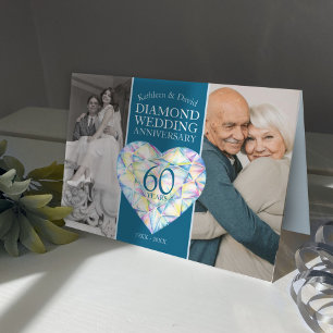 60-års diamantbröllops hjärtkonst kort