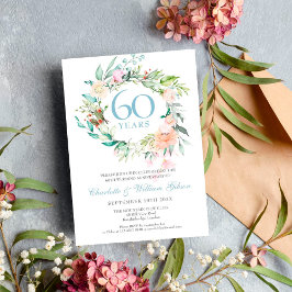 60-års diamantbröllopsrosor Blommig Inbjudningar