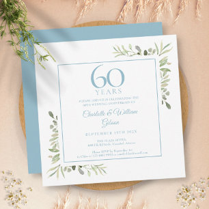 60-års diamantjubileum akvarell grönska inbjudningar