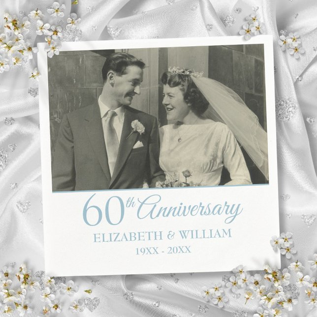 60-års diamantjubileum bröllopsfoto pappersservett (60th Diamond Anniversary Wedding Photo Napkins)