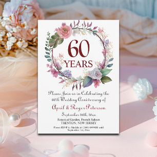 60-års diamantjubileum för bröllop blommor inbjudningar