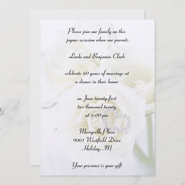 60-års diamantjubileumfirande inbjudningar (Fram/baksida)