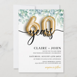 60-års eucalyptus grönska årsdag jubileum inbjudningar