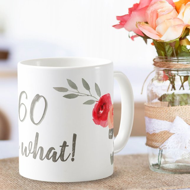 60-års födelsedag Inspirerande akvarellblomma Kaffemugg (Skapare uppladdad)