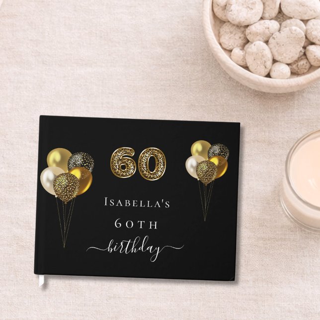 60-års födelsedag svart guld leopard djur födelsed gästböcker (Skapare uppladdad)