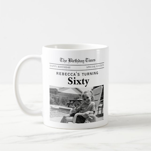 60-års födelsedags tidning kaffemugg (Vänster)