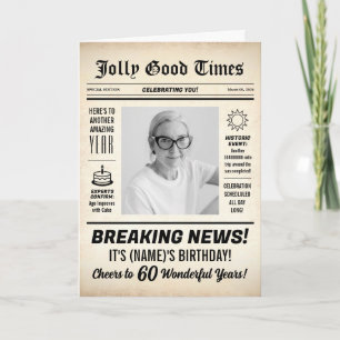60-års födelsedags tidning, lägg till foto, person kort