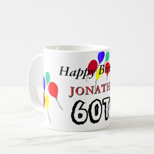60-års födelsedagsballonger röda gröna valfri ÅLDE Kaffemugg