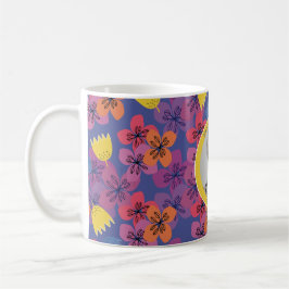 60-års födelsedagsblommig blå elegant färgrik foto kaffemugg
