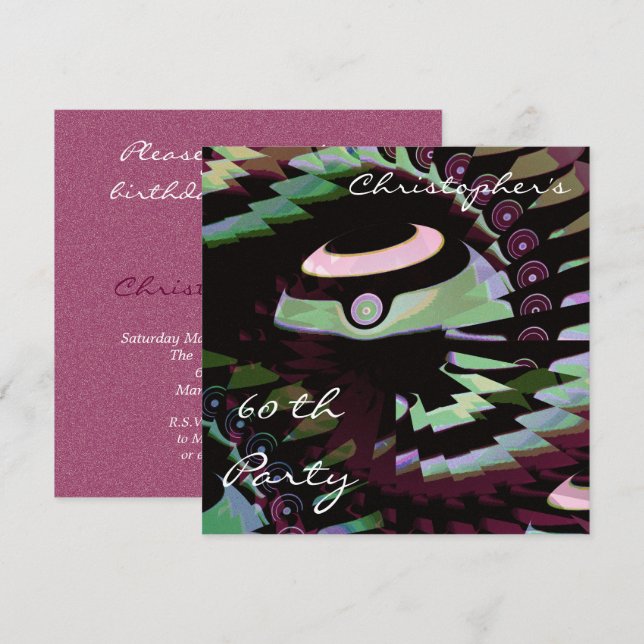 60-års födelsedagsbollar inbjudningar (Fram/baksida)