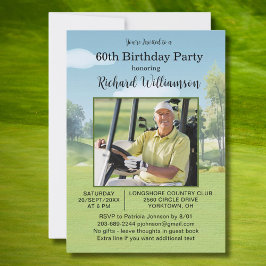 60-års födelsedagsfoto akvarell golf tema inbjudningar