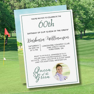 60-års födelsedagsfoto Dam Golfare Tema Inbjudan