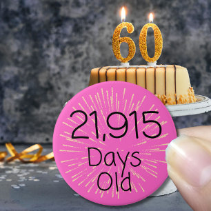 60 års födelsedagstappmärke 60 år gammal sextio år knapp