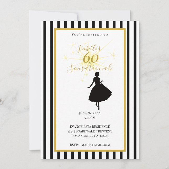 60-års inbjudan svart & guld (Framsida)
