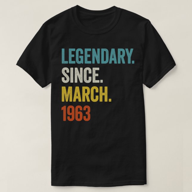 60 års legendary sedan mars 1963 60 födelsedagar2 t shirt (Design framsida)