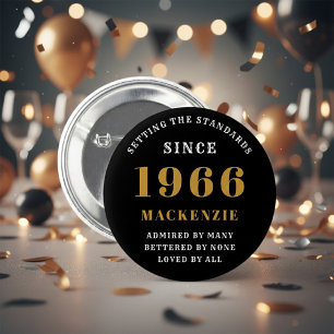 60-årsdag 1966 Elegant Chic Svart Guld Knapp