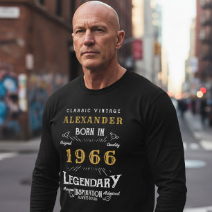 60-årsdag 1966 Lägg till namn Svart Guld Legendari T Shirt