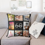 60-årsdag anpassningsbar fotokollage kvinna svart kudde<br><div class="desc">En unik gåva till en 60-årsdag för en kvinna som firar sitt liv med en kollage av 8 av dina egna foton, bilder. Anpassa och lägg till hennes namn, 60 år och en dejt. Chicens svarta bakgrund. Grått och vitt brev och nummer. Namn är skrivet med ett modernt handskript i...</div>