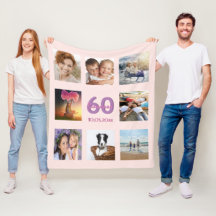 60-årsdag anpassningsbar fotokollage ro guld rosa