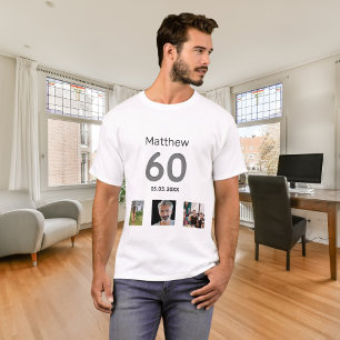 60-årsdag anpassningsbar fotomonogramkille t shirt
