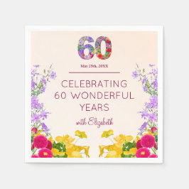 60-årsdag blommigt modern 60 år party elegant pappersservett